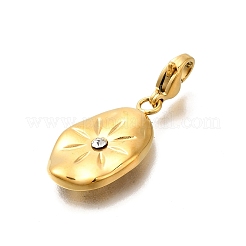 Овальная подвеска из нержавеющей стали 304 со стразами&nbsp;STAS-R159-49G-04