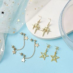 Orecchini in ottone a forma di stella&nbsp;EJEW-JE06114