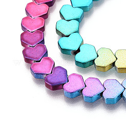 Цвет радуги гальванический немагнитный синтетический гематит бусины нити&nbsp;G-L489-E01