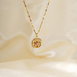 Элегантные латунные ожерелья с вращающейся подвеской в виде ветряной мельницы с прозрачными кубическими цирконами EX2553