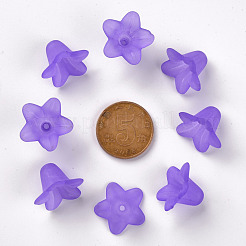 Perles pourpres de fleurs en acrylique transparent mat&nbsp;X-PLF018-15