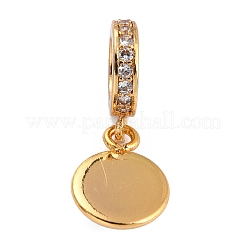 Ciondoli pendenti europei in ottone con micro pavé di zirconi chiari&nbsp;ZIRC-L097-049B-G