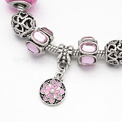 Lega del fiore strass smalto braccialetti in rilievo europeo&nbsp;BJEW-I182-01