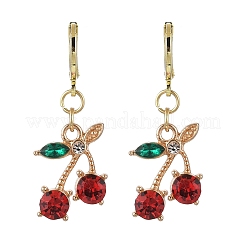 Серьги-кольца из вишневого сплава со стразами&nbsp;EJEW-JE06359