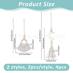 4шт 2 стиля бусины из натурального дерева подвеска-кисточка декор&nbsp;HJEW-FH00189