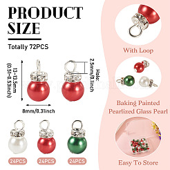 72 шт. 3-х цветные стеклянные бусины-жемчужины с перламутровым покрытием&nbsp;PALLOY-TA00302