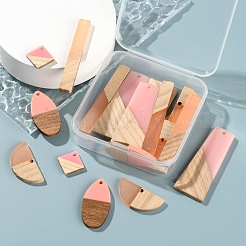 20шт 5 стильные полукруглые подвески из смолы и дерева&nbsp;RESI-LS0001-45