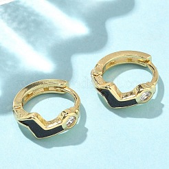 Латунные серьги-кольца из прозрачного кубического циркония&nbsp;EJEW-A132-12G