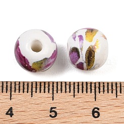 Perles de porcelaine à motifs floraux&nbsp;PORC-Q199-10mm-09