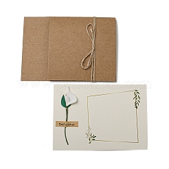Getrocknete Calla-Lilien-Papier-Dankeschön-Grußkarten&nbsp;AJEW-K043-01G