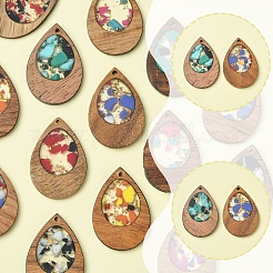 14 шт. подвески из орехового дерева и смолы 7 цветов&nbsp;WOOD-FS0001-31