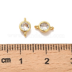 Ciondoli con connettore tondo piatto in ottone con zirconi cubici trasparenti&nbsp;KK-H515-02C-G