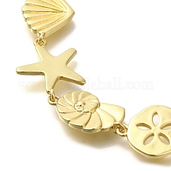 Collane a catena con maglie a forma di conchiglia e stella marina in ottone placcato&nbsp;LS-NJEW-Q345-04G