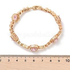 Плоские круглые латунные браслеты-цепочки с микро-паве из кубического циркония KK-R217-27G