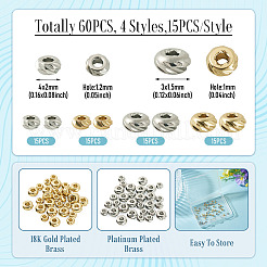 60 Stück 4 Stile Säulen-Messingperlen&nbsp;KK-TA0009-07