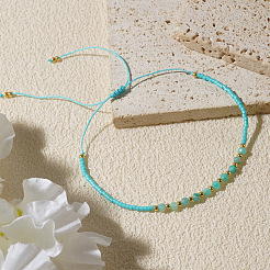 Braccialetti di perline intrecciate di perline di amazzonite naturale&nbsp;KZ2587-3