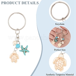 20 брелок с подвеской в виде черепахи с морской звездой из искусственной бирюзы&nbsp;KEYC-CP0001-47B
