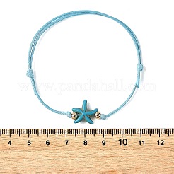 2 braccialetto da donna regolabile con perline a forma di stella marina sintetica turchese tinta oceano&nbsp;BJEW-JB14242