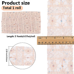5 Yards Polyester-Blumenspitzenbänder mit Pailletten&nbsp;OCOR-GF0005-24D