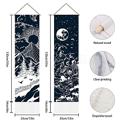 Tapices de pared decorativos de poliéster con patrón de luna y sol&nbsp;AJEW-WH0399-020