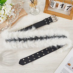 Женские ремни-цепочки из искусственной кожи и искусственного меха черного цвета&nbsp;AJEW-WH20006-388A-01