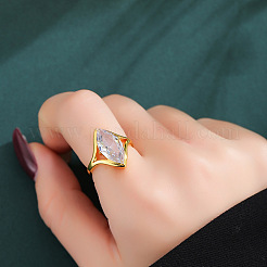 Verstellbare Fingerringe aus Messing mit klarem Zirkonia-Pavé&nbsp;WGA0EFE-01