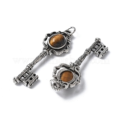 Ключ латунный натуральный тигровый глаз большие подвески&nbsp;KK-D361-01AS-18