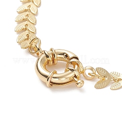 Cavigliera a maglie di perle naturali con catene di pannocchie in ottone per donna&nbsp;AJEW-AN00525