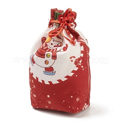 Bolsas de tela rectangulares con tema navideño con cordón de yute.&nbsp;ABAG-P008-01B
