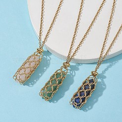 Collares con colgante de bala de piedras preciosas naturales mezcladas&nbsp;NJEW-JN04529-02