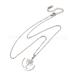 Collane con ciondolo a forma di albero in acciaio inossidabile 304 e catena a maglie per uomo e donna&nbsp;NJEW-K308-05D-P