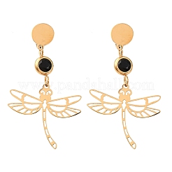 Серьги-гвоздики в форме стрекоз из нержавеющей стали 304&nbsp;EJEW-F393-07G