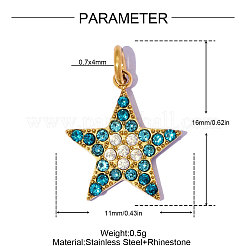 Pendenti in acciaio inossidabile 304 con strass di zaffiro&nbsp;RB-OY001-35G