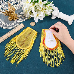 1 paire d'épaulettes à pompons en tissu non tissé et polyester&nbsp;AJEW-CN0007-72A-01