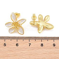 Accessoires de clous d'oreilles en laiton avec micro pavé zircone cubique&nbsp;CU-CBAA5EE-04G-03