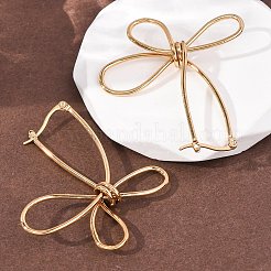 Серьги-кольца из нержавеющей стали 201 с полыми цветами&nbsp;LS-EJEW-P337-01G