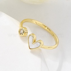 Латунные кольца-манжеты с микропаве и прозрачным цирконием для женщин&nbsp;RJEW-C126-02G