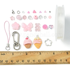 Verre avec perles acryliques transparentes pour kit de fabrication de chaîne de téléphone portable&nbsp;DIY-FS0006-74A