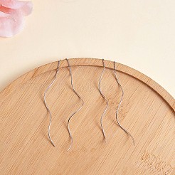 Антикоррозийное покрытие родием 925 стерлинговое серебро линейная волна подвески серьги нить&nbsp;JE1036A