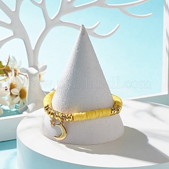 Эластичный браслет Heishi Surfer из полимерной глины с синтетическим гематитом&nbsp;BJEW-JB07704