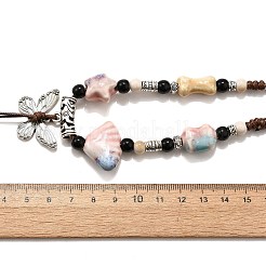 Этнический стиль сплав и фарфор керамические бусины бабочка кулон кисточка и ожерелья&nbsp;LS-NJEW-D308-01C