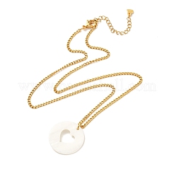 Collana rotonda piatta con ciondolo a forma di conchiglia per donna ragazza&nbsp;NJEW-JN03682-01