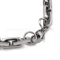 Collana e braccialetti con catena a maglie rettangolari in acciaio inossidabile 201 anti-appannamento&nbsp;SJEW-G083-12P