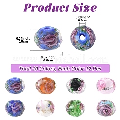 20 шт. стеклянные бусины-лэмпворк из серебряной фольги ручной работы&nbsp;LAMP-YW0001-77