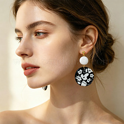 Pendientes colgantes hechos a mano de arcilla polimérica y acero inoxidable 304.&nbsp;WG2F15C-01