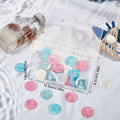 40 шт. подвески из натуральной ракушки капиз 4 цветов с покрытием цвета AB&nbsp;SSHEL-SC0001-21