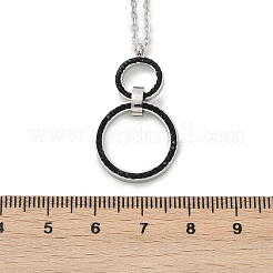 Ожерелья с подвесками из двойных колец из нержавеющей стали 304 с блестящими стразами&nbsp;NJEW-V001-04P