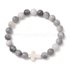 Эластичные браслеты из натуральных бусин «ястребиный глаз» и синтетической бирюзы для женщин и мужчин.&nbsp;BJEW-JB13312