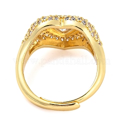 Bague réglable coeur en émail avec zircons cubiques transparents&nbsp;RJEW-Q781-01G-03