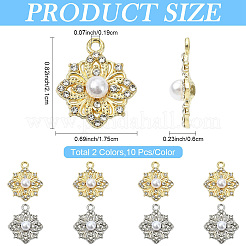 20 Stück 2 Farben Blumenlegierung Strass Anhänger&nbsp;FIND-YW0011-39
